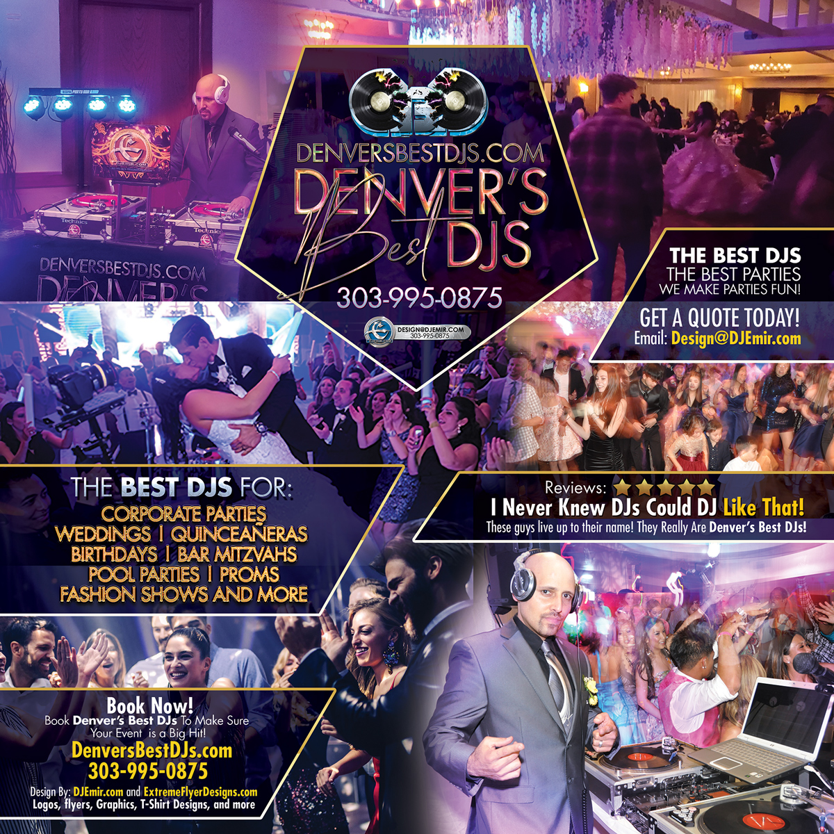 Denver's Best DJs The Best Djs for the Best Parties. We Make Parties fun Corporate Party DJs, Wedding DJs Quinceaneras Birthdays Graduation Parties Poole Parties Proms Fashion Shows I never Knew DJs could DJ Like That