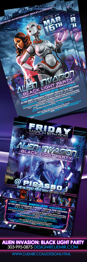 black light party flyer