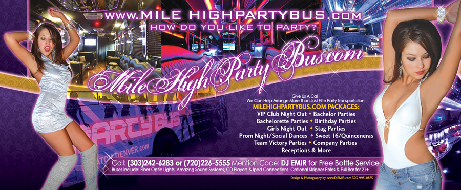 Mile High Party Bus Denvers Premier Party Bus & Limosine Company Flyer Design